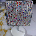 Diamond-Encrusted Mini Rotatable Desktop Makeup Mirror 14cm Desktop Makeup Mirror QXL Square Rainbow