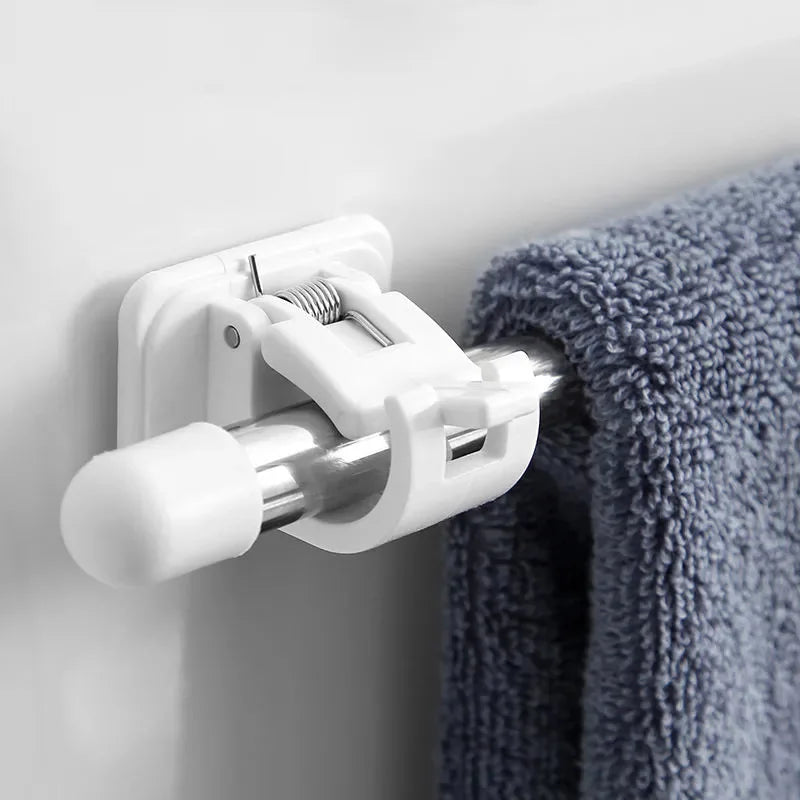 Adjustable Curtain Rod Clips | Nail-Free Wall Brackets 2-Pack Curtain Rod Brackets QXL