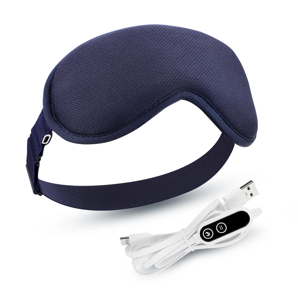 USB Heated Eye Massager Mask | 3 Heat & 6 Vibration Modes Eye Massager Mask QXL Blue