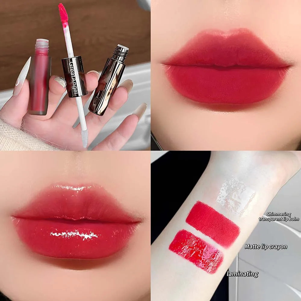 Dual-Ended Matte Velvet & Gloss Lip Color Pen | Long-Lasting Dual-Ended Lip Gloss QXL 04