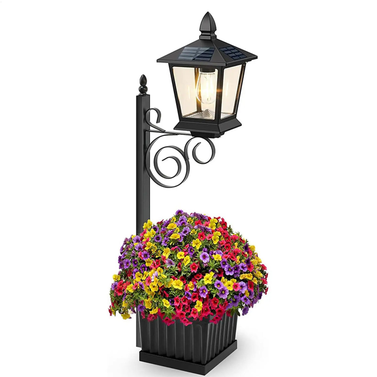 2-in-1 Solar Lamp Post with Planter | Outdoor Garden Light Solar Garden Lamp QXL