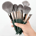 14-Piece Soft Fluffy Makeup Brush Set | Full Face Cosmetic Kit Makeup Brush Set QXL green