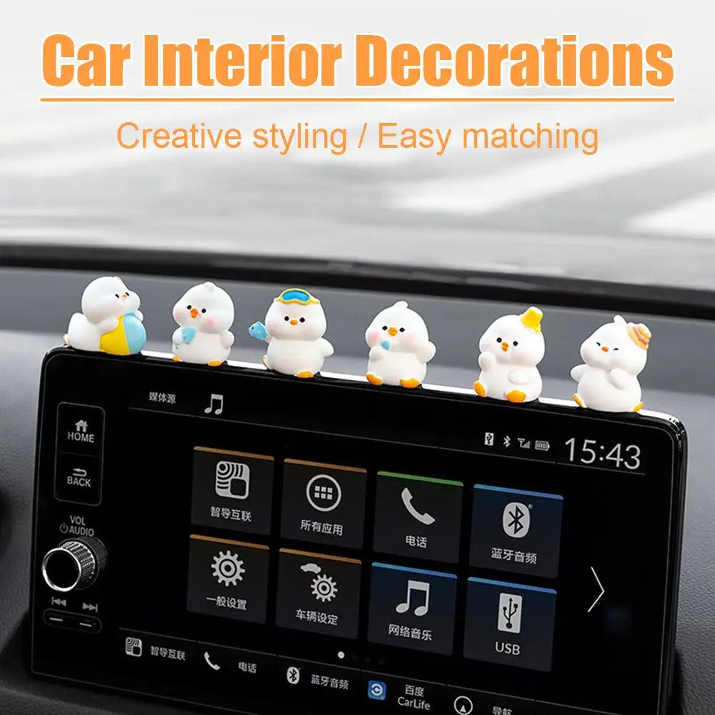 6-Pack Mini Duck Car Dashboard Ornaments | Resin Decor Set Car Dashboard Ornament QXL