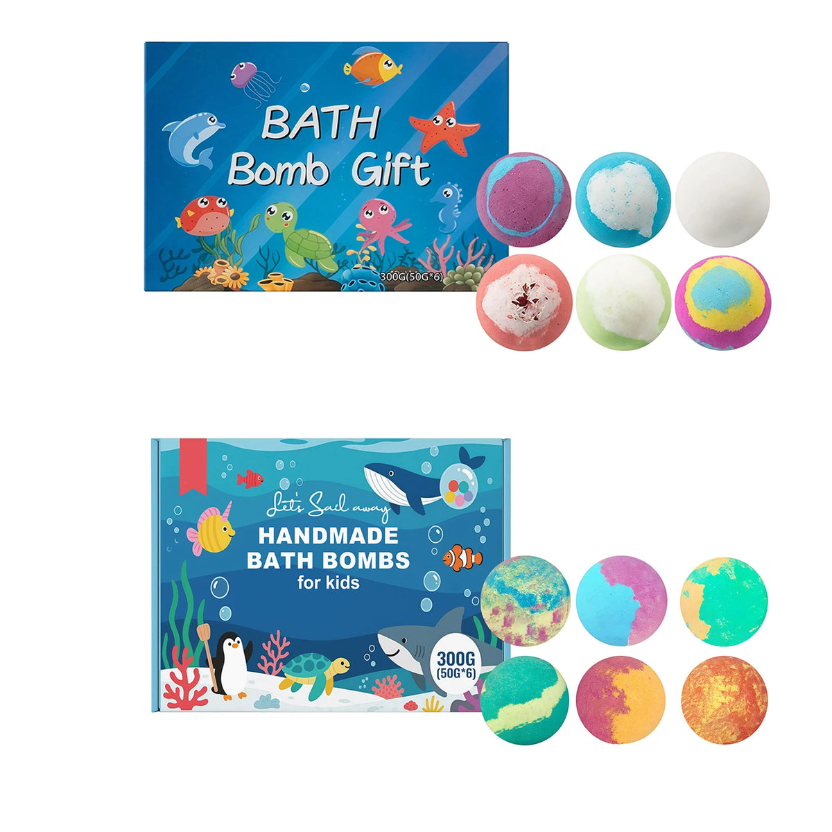 Ocean Theme Kids Bath Bomb Set | Bubble & Moisturizing 300g Kids Bath Bomb Set QXL
