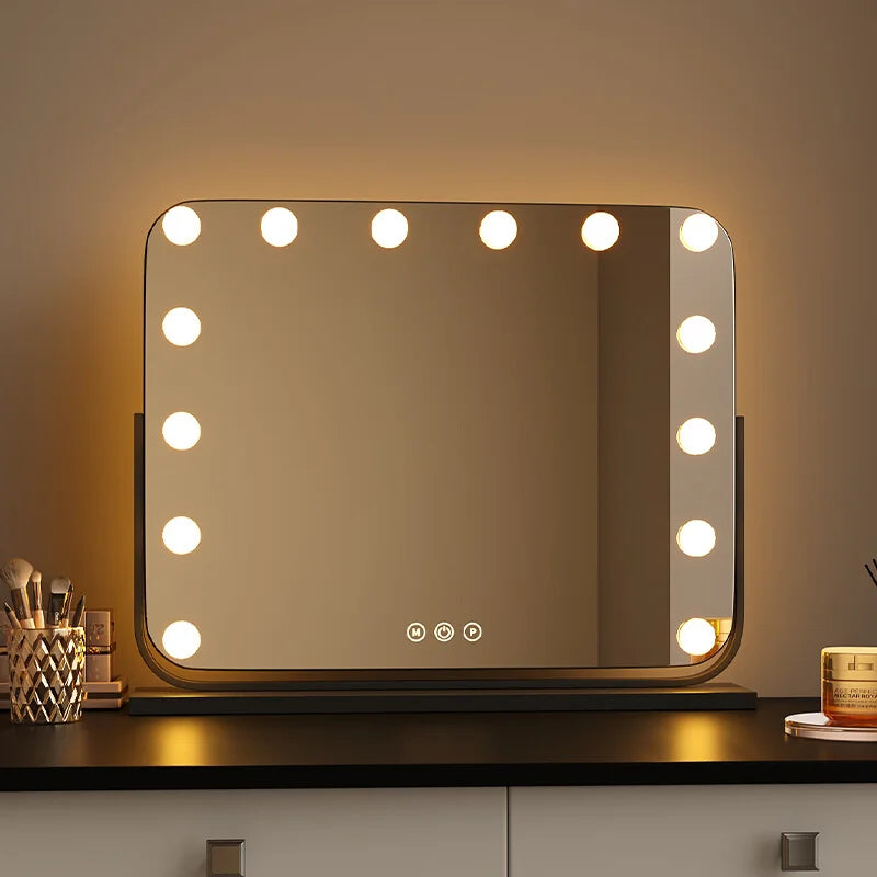 LED Lighted Makeup Mirror with Desk Stand | Large Vanity LED Vanity Mirror QXL