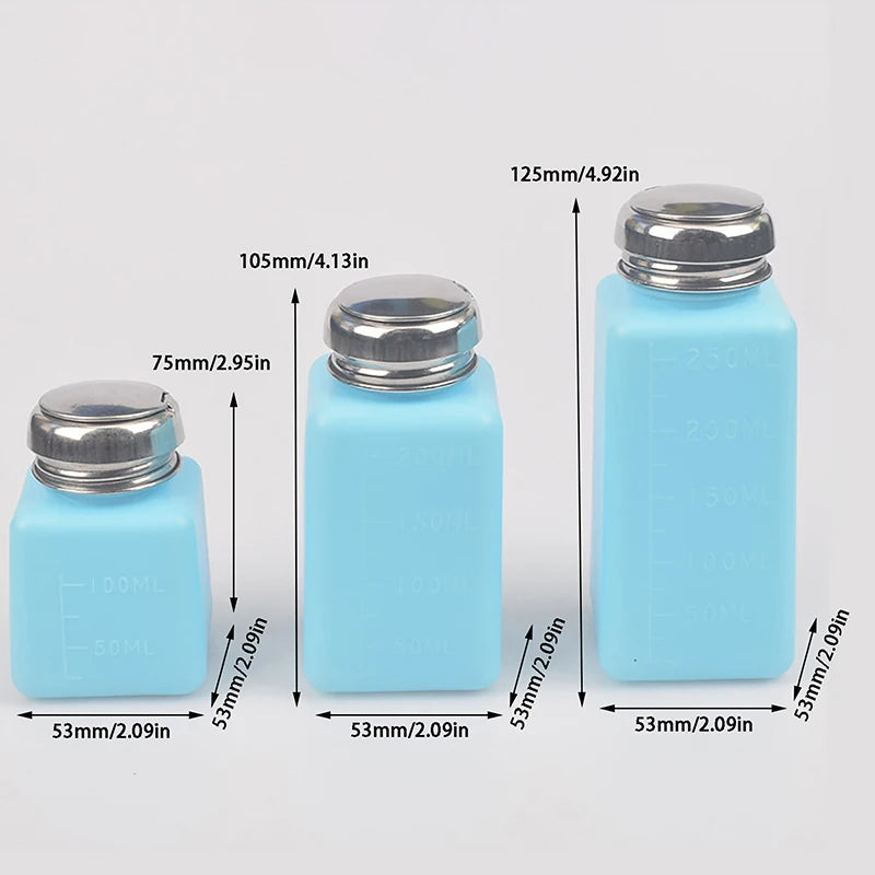 Antistatic Pump Dispenser Bottle 100/200/250ml – Nail & Alcohol Pump Dispenser Bottle QXL