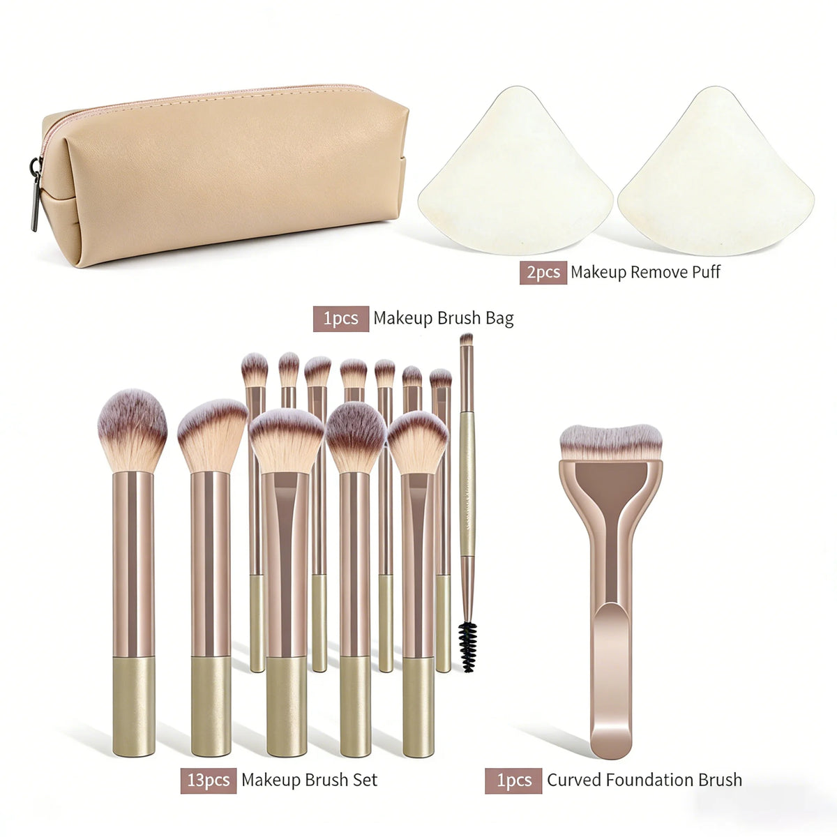LUXEBLEND 13/17-Pc Makeup Brush Set with Bag & Air Puffs Makeup Brush Set QXL
