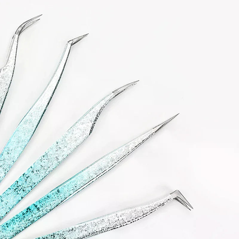 2-Pack Anti-Static Eyelash Extension Tweezers | Ice Flower Lash Extension Tweezers QXL