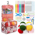 59-Piece Crochet Hook Set with Portable Hanging Storage Bag Crochet Hook Set QXL Pink smiling face