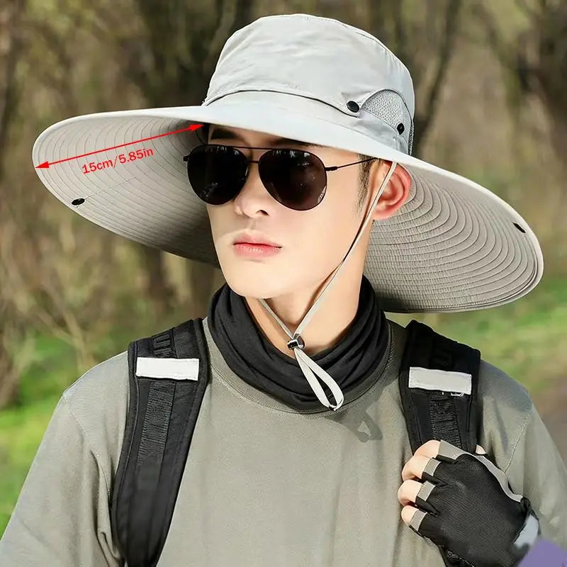 Large Brim UV Sun Hat | Foldable Detachable Mesh Fishing Cap Wide Brim Sun Hat QXL