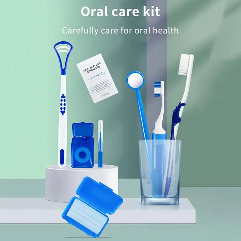 8-Piece Portable Dental Oral Care Kit with Storage Case Dental Care Kit QXL