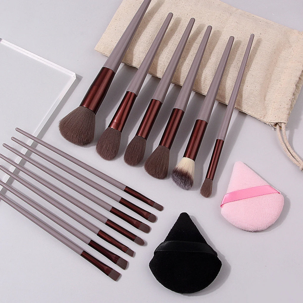 16-Pc Makeup Brush Set with Puffs & Storage Bag | KOSSHOW Makeup Brush Set QXL
