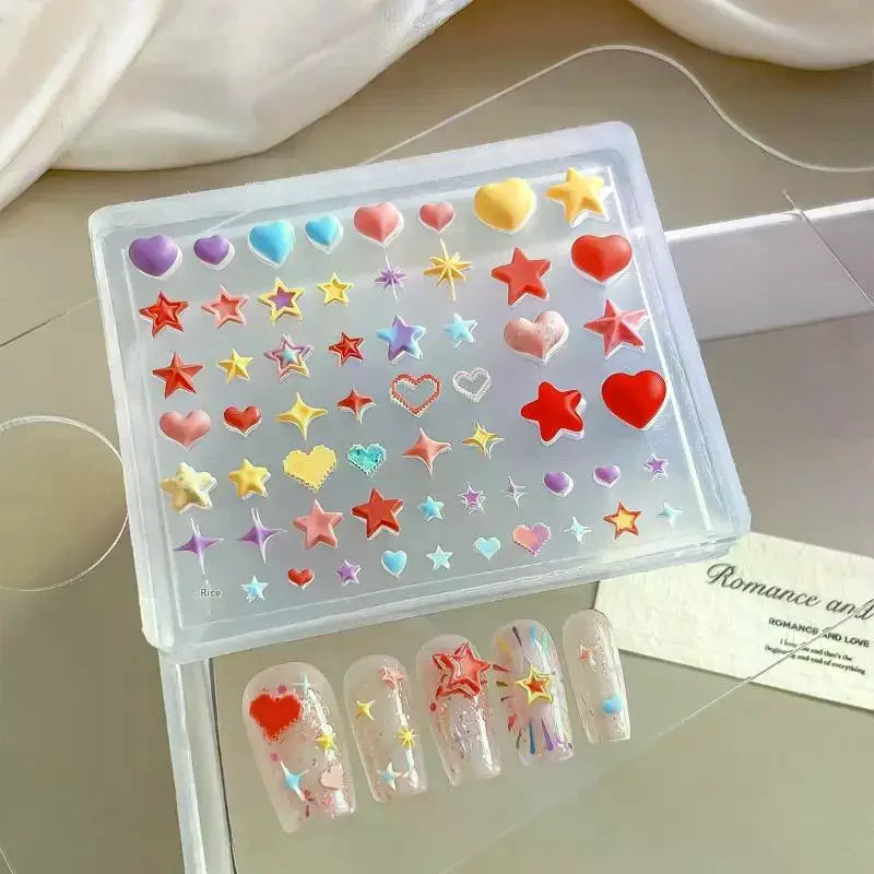3D Silicone Nail Art Mold – Heart Star Pentagram DIY Charms Silicone Nail Mold QXL
