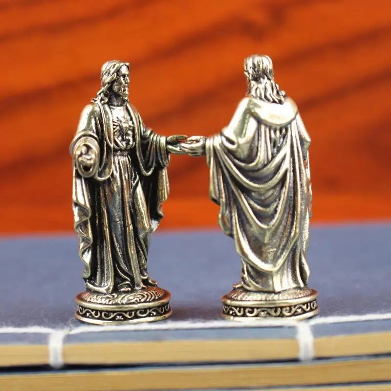 Handmade Brass Deity Figurine | Vintage Tibetan Desktop Statue Brass Deity Figurine QXL