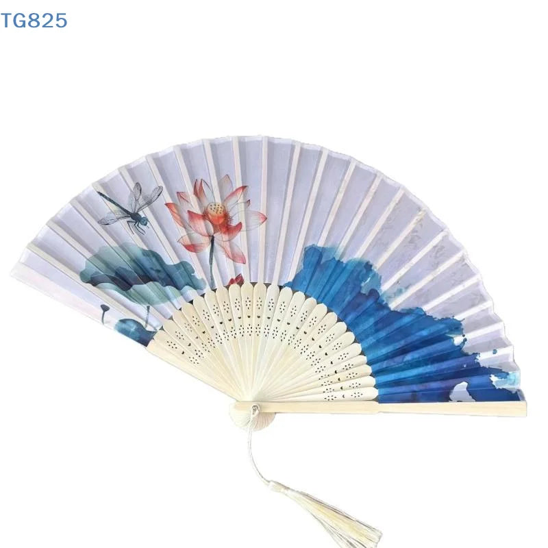 Chinese Folding Fan | Bamboo Tassel Vintage Hand Fan Folding Hand Fan QXL