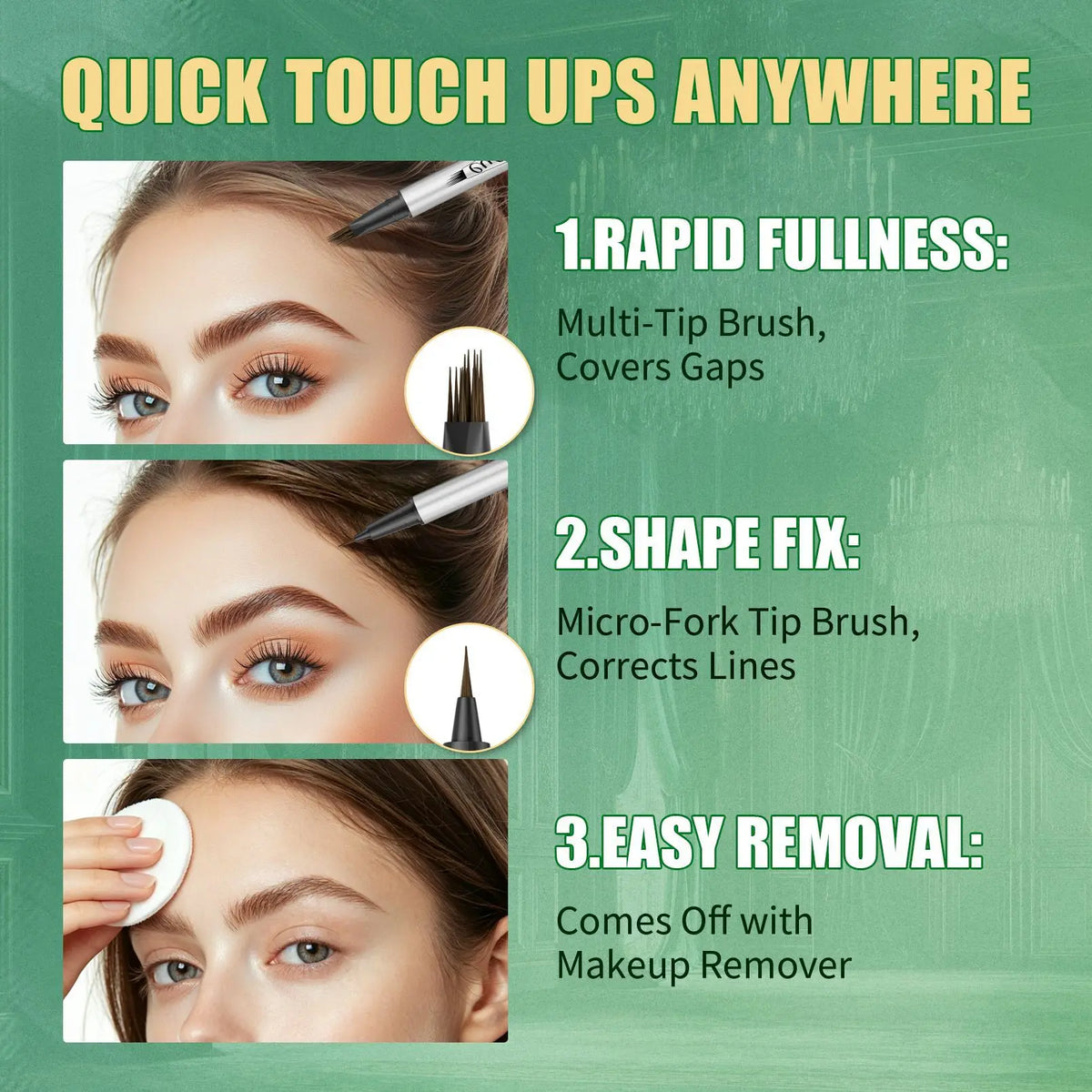 4D Double-Ended Liquid Eyebrow Pencil | Waterproof Micro-Fork Liquid Eyebrow Pencil QXL