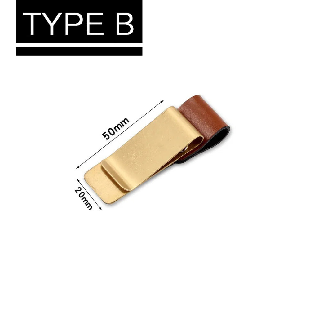 Leather & Brass Pen Holder Clip for Travelers Notebook Journal Pen Holder Clip QXL B