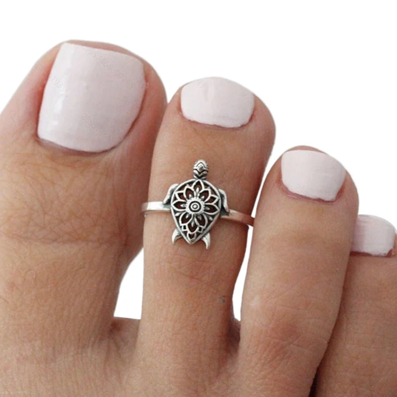 Sea Turtle Adjustable Toe Ring | Boho Beach Foot Jewelry Toe Ring QXL