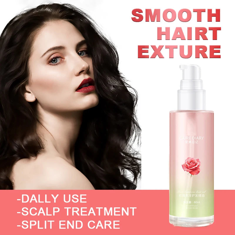 Rose Brightening Hair Oil | Smooth Frizz, Define Curls Daily Hair Care Oil QXL