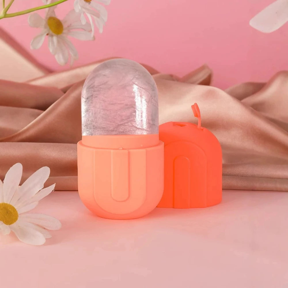 2-Pc Silicone Face Ice Roller & Blackhead Remover Set Face Ice Roller Set QXL Pink Roller only