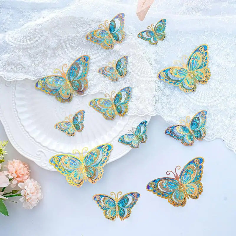 12-Pack Waterproof Butterfly Stickers | Self-Adhesive Decor Decorative Stickers QXL A5 Blue