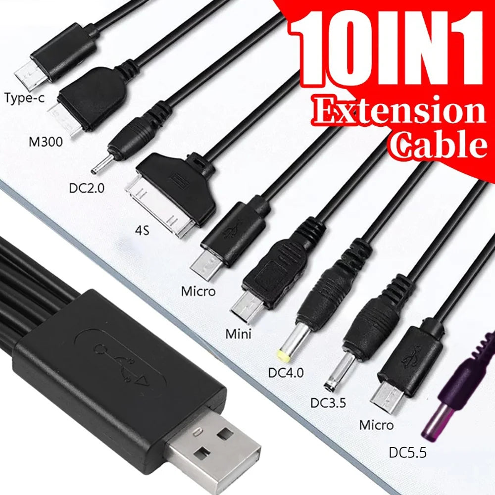 10-in-1 Universal USB Charging Cable | Multi-Pin Adapter Multi-Pin USB Cable QXL