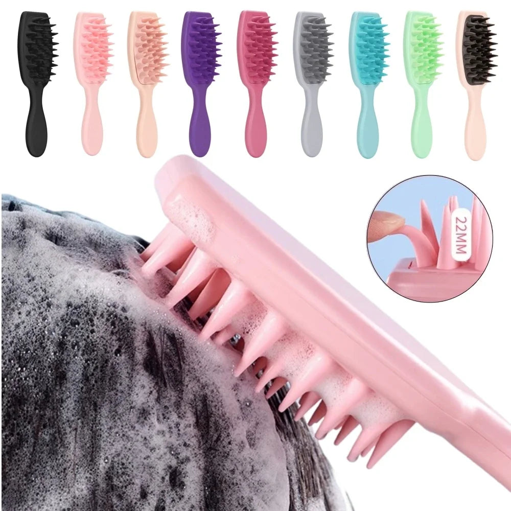Silicone Scalp Massage Brush | Long Handle Shampoo Hair Comb Scalp Massage Brush QXL