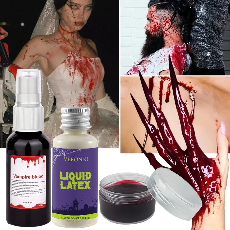 3-Piece SFX Makeup Kit – Liquid Latex, Blood Spray & Paste SFX Makeup Kit QXL