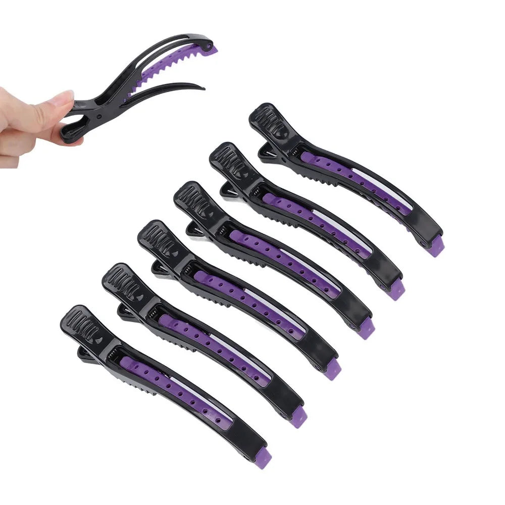6-Pack Non-Slip Duckbill Sectioning Hair Clips | Black & Purple Sectioning Hair Clips QXL