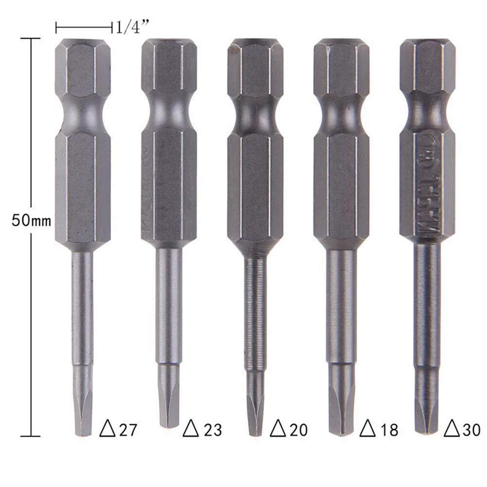 5-Pack Magnetic Triangle Screwdriver Bits S2 Steel 1/4" Hex 50mm Screwdriver Bit Set QXL