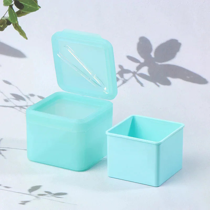 Double Layer Cotton Pad Storage Box with Tweezer | Flip Lid Cosmetic Storage Box QXL