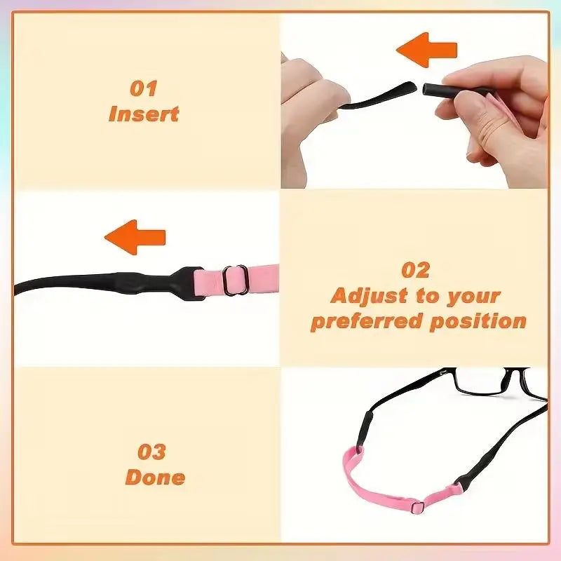 Adjustable Eyeglass Straps | Colorful Microfiber 2 or 6 Pack Eyeglass Straps QXL