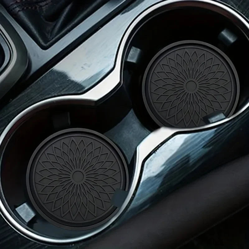 2-Pack Floral Car Cup Holder Coasters | Anti-Slip Pad Car Cup Holder Coaster QXL