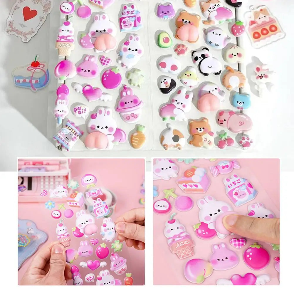 3D Kawaii Bunny Stickers | Squishy PVC DIY Decals for Crafts Kawaii Craft Stickers QXL
