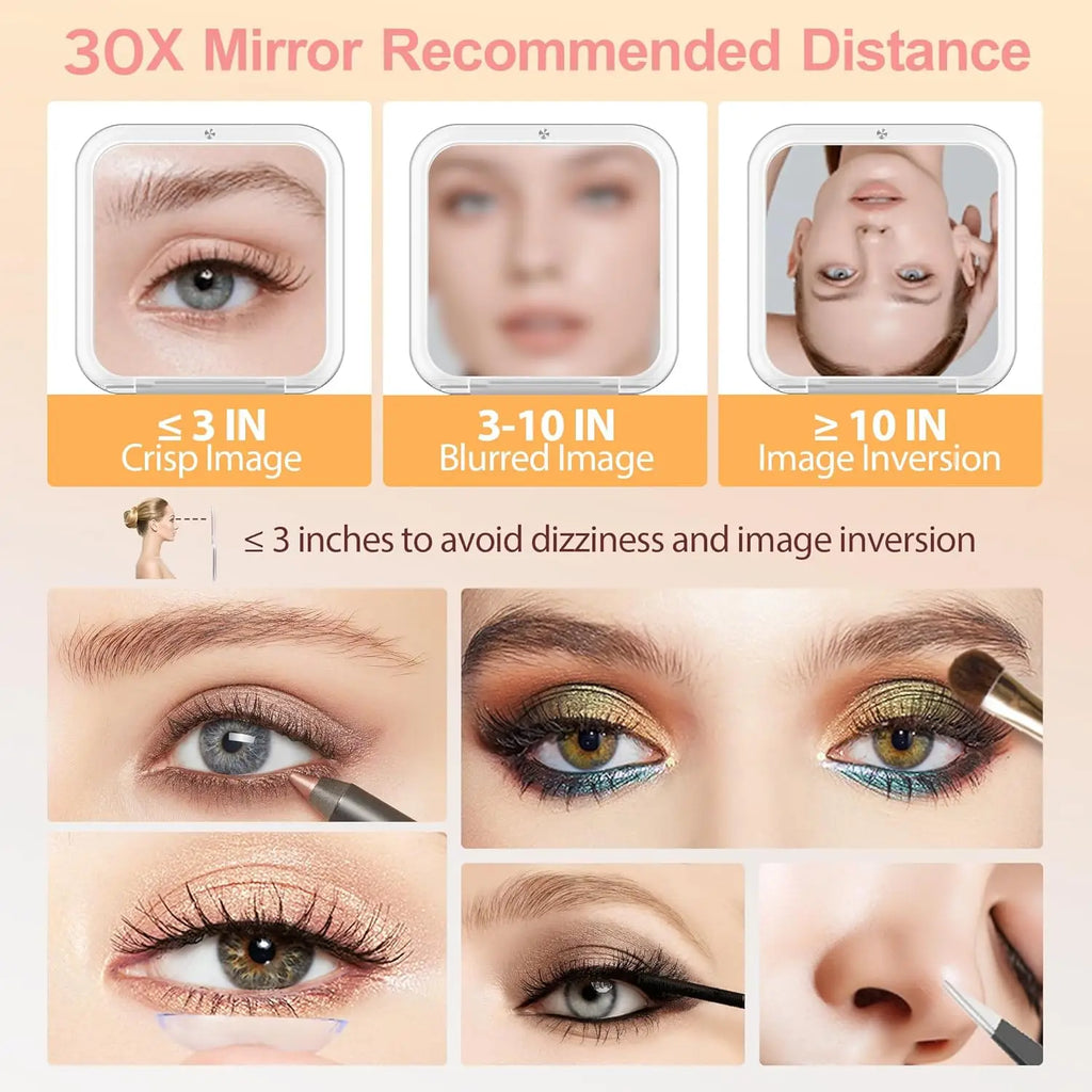 Compact Folding Pocket Makeup Mirror – 30X Magnification Compact Makeup Mirror QXL