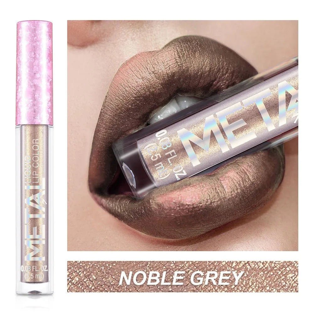 Metallic Matte Liquid Lipstick | Waterproof Long-Lasting Liquid Lipstick QXL NOBLE GREY