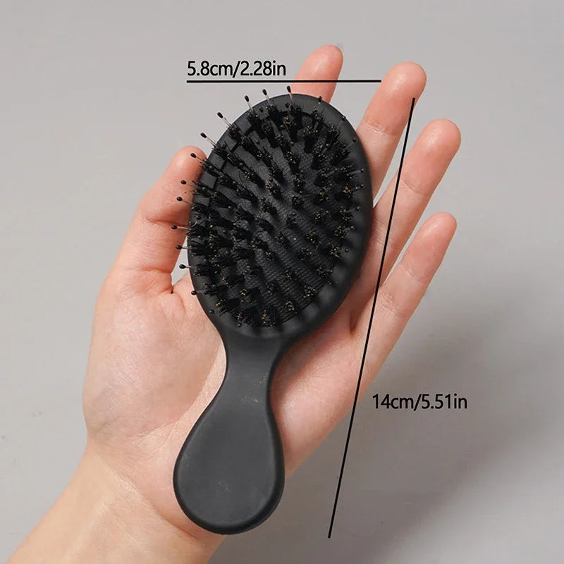Oval Boar Bristle & Nylon Hair Brush | Anti-Static Mini Brush Boar Bristle Hair Brush QXL