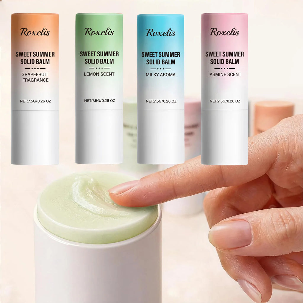 Solid Perfume Balm Set – Lemon, Jasmine, Grapefruit & Milky | 4-Pack Solid Perfume Balm QXL