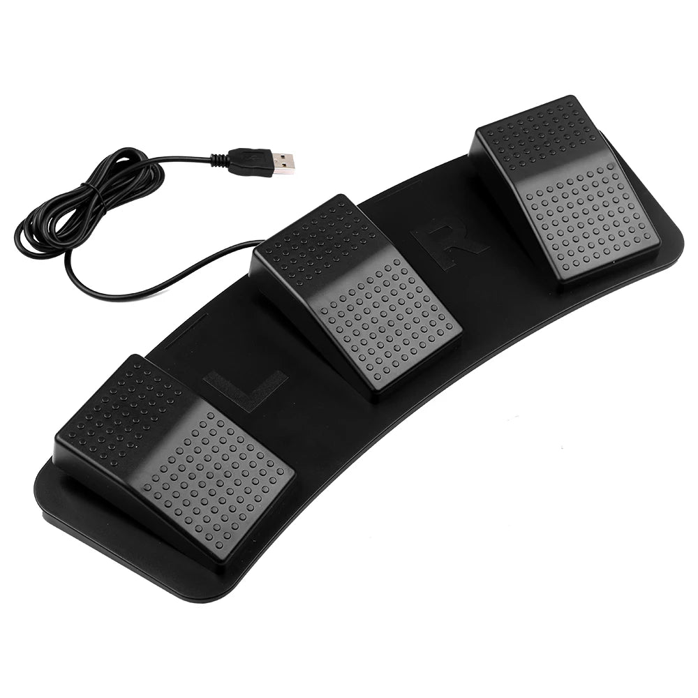 USB Triple Foot Switch Programmable Pedal | 3-Key Mechanical Programmable Foot Pedal QXL black