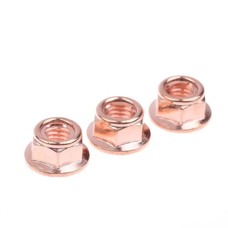 M8 Copper-Plated Exhaust Lock Nuts | Hex Turbo Stud 12/50 Pack Exhaust Lock Nuts QXL