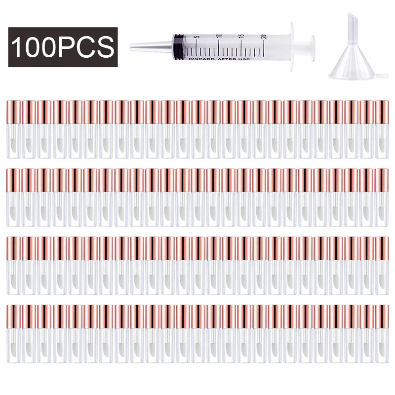 Rose Gold Lip Gloss Tubes 50/100/200-Pack | 1.2mL Refillable Lip Gloss Containers QXL