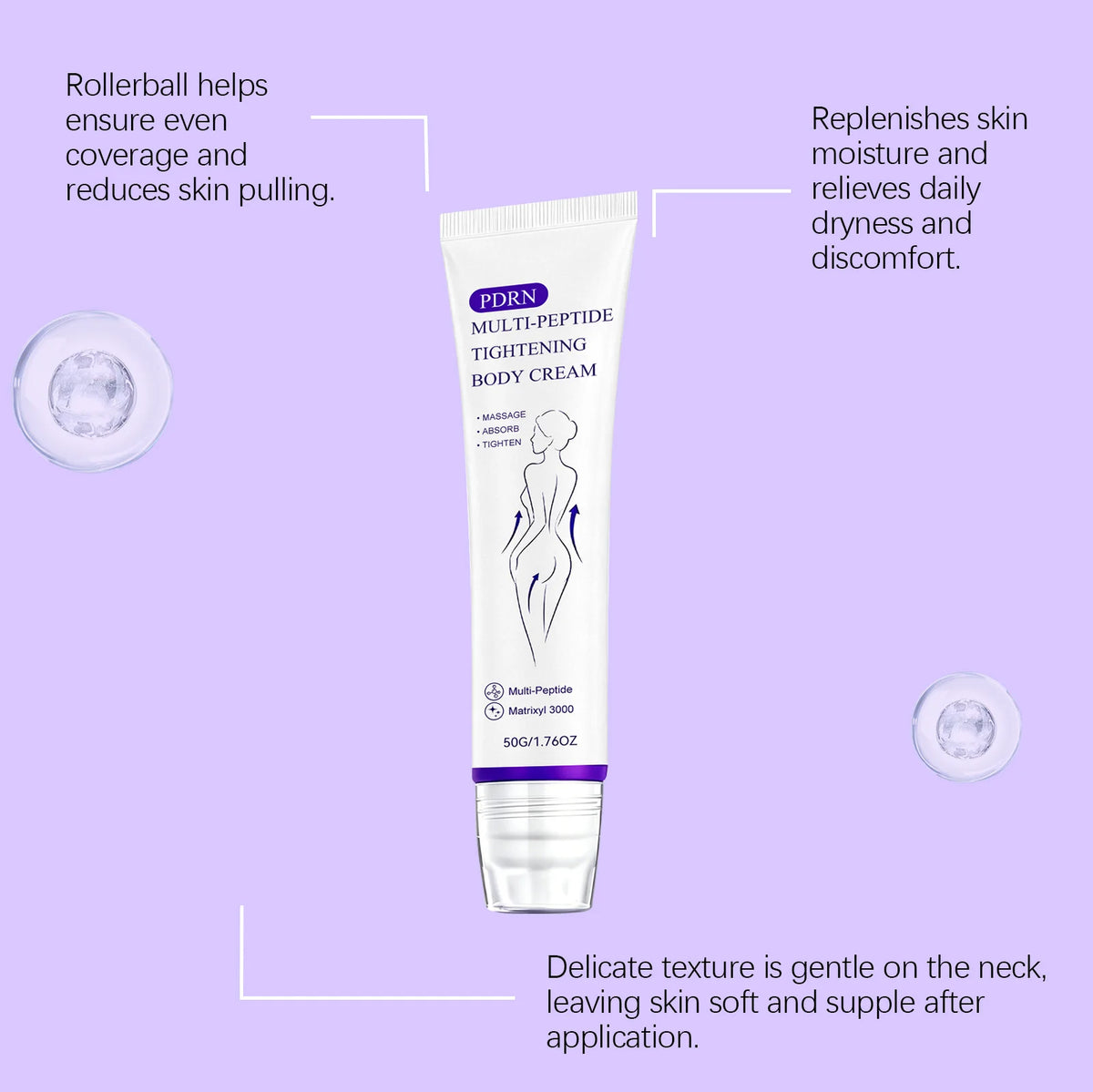 Moisturizing Roller Cream | Hydrating Body & Neck Skin Care Body Roller Cream QXL