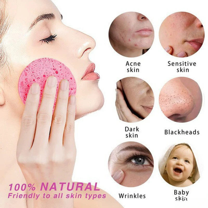 Natural Cellulose Facial Cleansing Sponge Pads | 5–10 Pack Facial Cleansing Sponge QXL