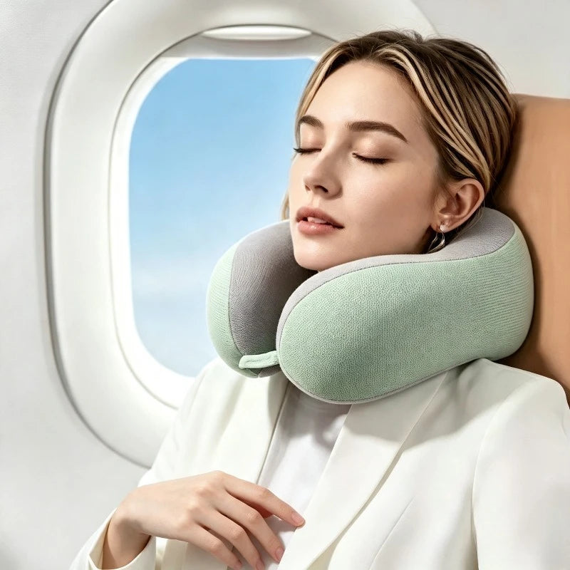 U-Shaped Memory Foam Travel Neck Pillow | Airplane & Office Travel Neck Pillow QXL