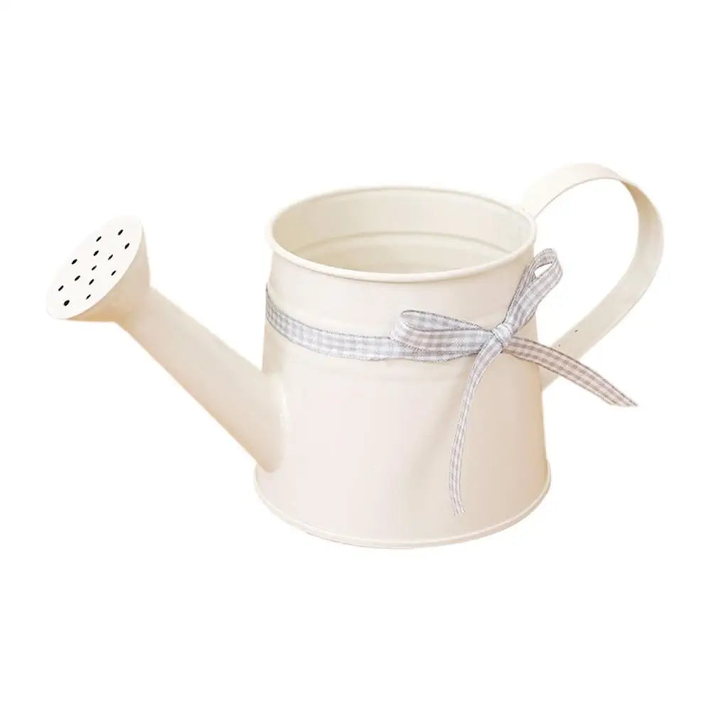 1L Metal Decorative Watering Can for Indoor & Outdoor Plants Decorative Watering Can QXL White