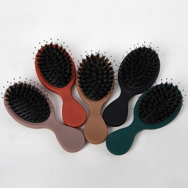 Oval Boar Bristle & Nylon Hair Brush | Anti-Static Mini Brush Boar Bristle Hairbrush QXL
