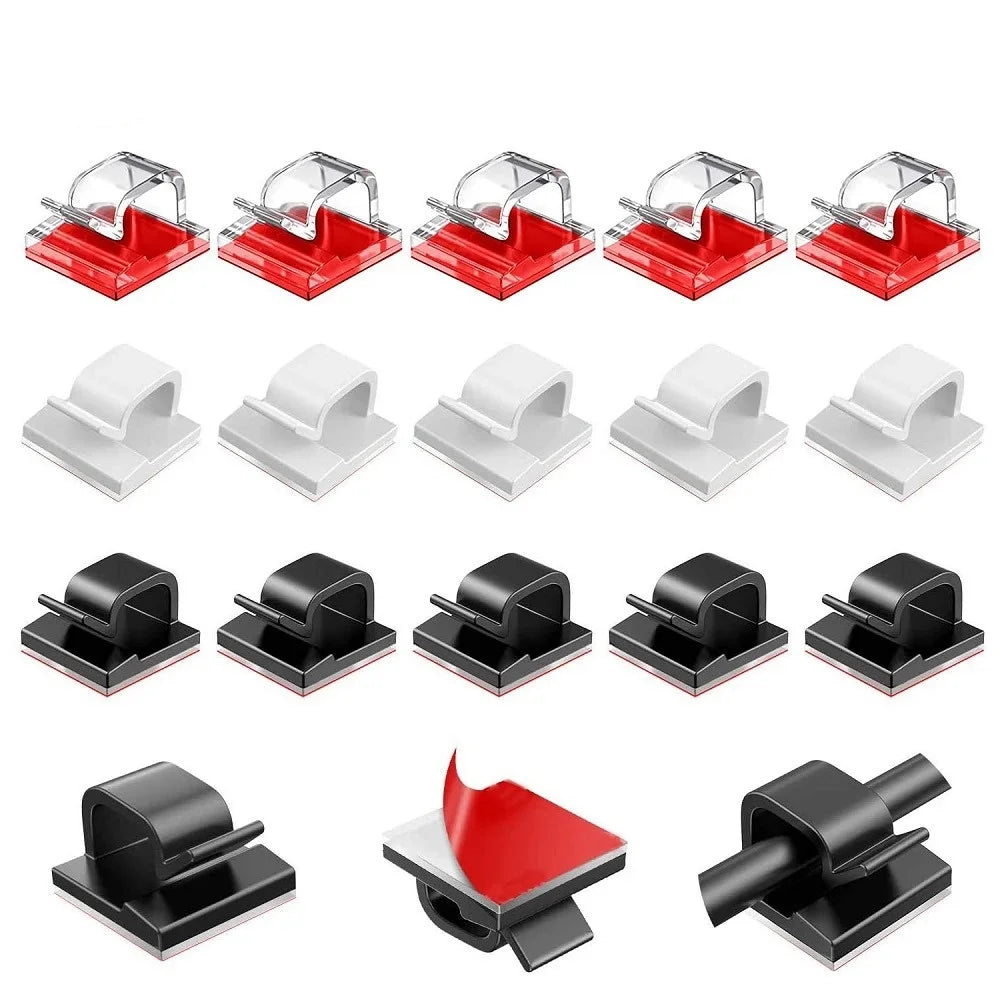 50-Pack Self-Adhesive Cable Clips | Wire Cord Management Cable Management Clips QXL