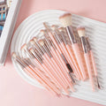 20-Piece Pink Makeup Brush Set – Full Face & Eye Kit Makeup Brush Set QXL Pink