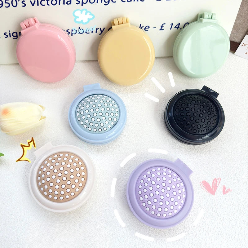 Cartoon Macaroon Pocket Folding Comb with Mirror | Air Cushion Pocket Folding Comb QXL