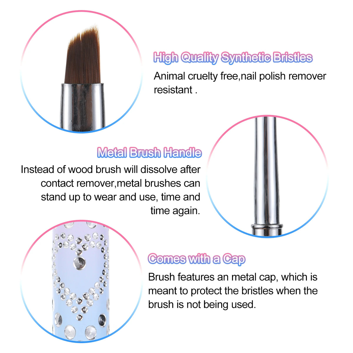 2-Pack Nail Art Clean-Up Brushes | Round & Angled Tip Nail Art Brush Set QXL